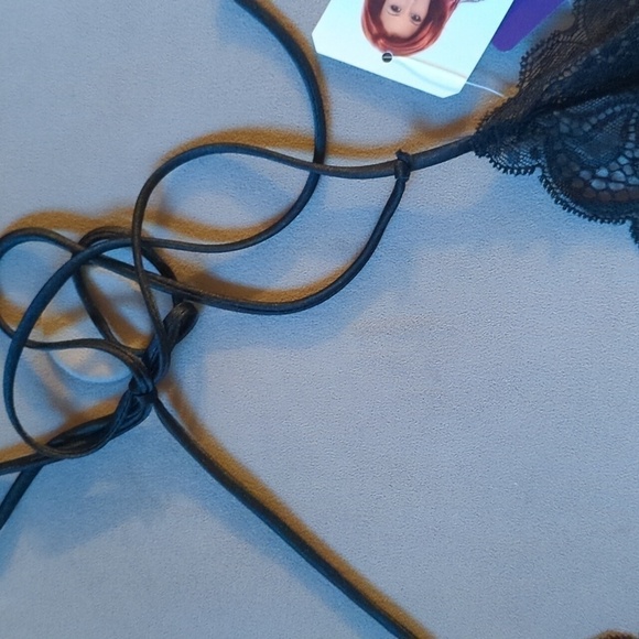 Shirley Of Hollywood Show Time XL Black Bra Top Silky Sheer Lace - Picture 5 of 10